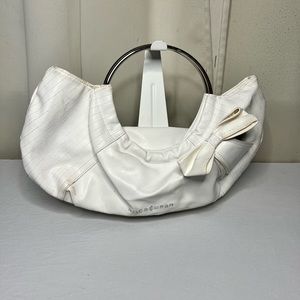 White faux leather handbag